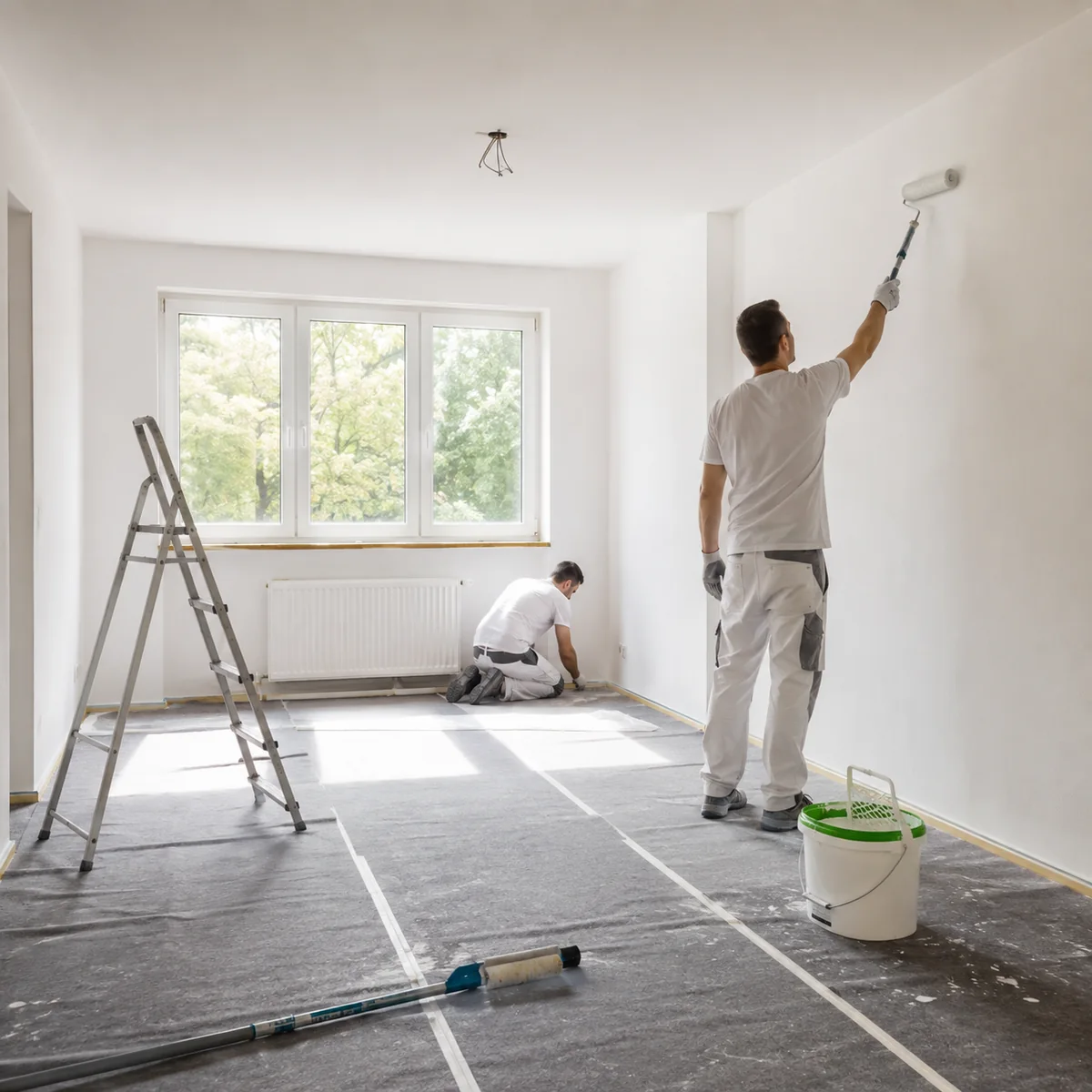 Renovierungsarbeiten in einem leeren Wohnraum nach der Räumung